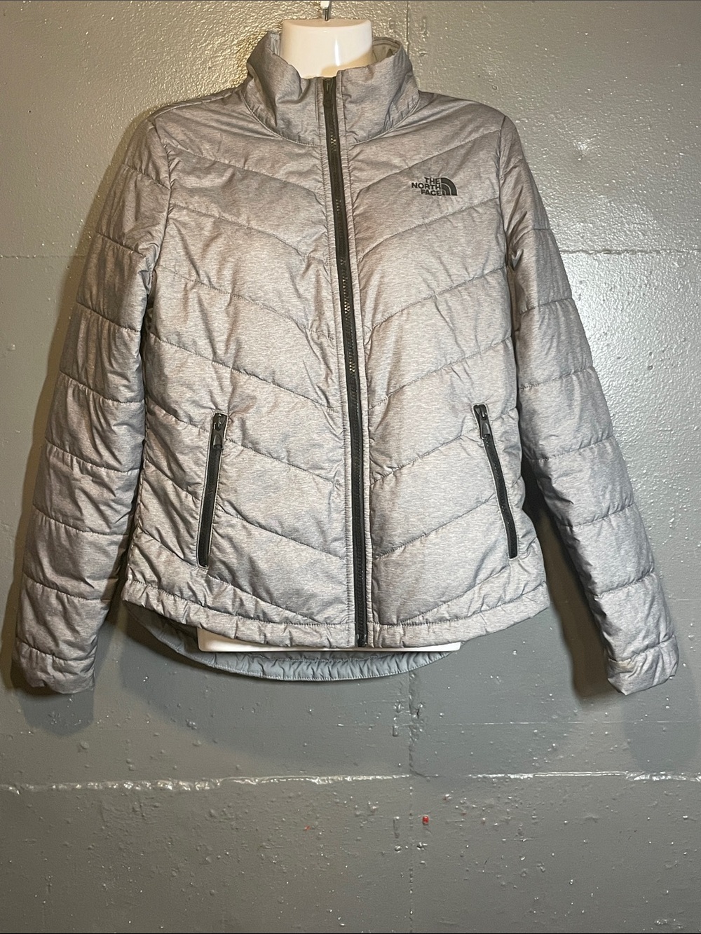 The North Face Women's Light Silver Quilted Puffer Jacket